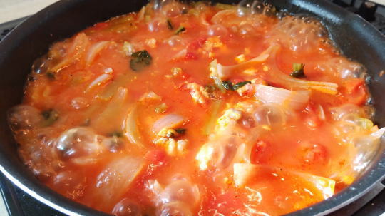 小松菜とチキンのトマト煮🍅🧀