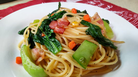 チンゲン菜のペペロンチーノ🍝
