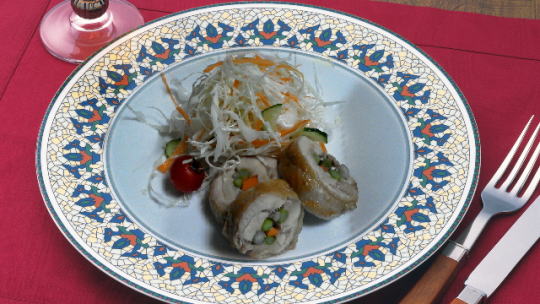 アスパラとごぼうのチキン包み焼き