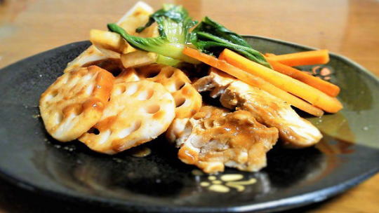 チンゲン菜とれんこんの酢味噌和え