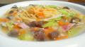 こんにゃくとキャベツのスープパスタ